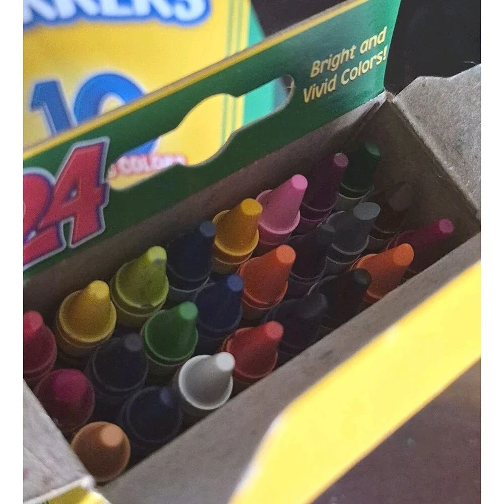 Vintage Unused Crayola Crayons & Markers Two 16 Count/One 24 Count/10 Count